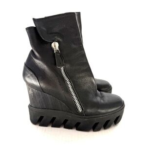 Gabriella Michel Y2K Lug Sole Wedge Ankle Leather Boots Size 37